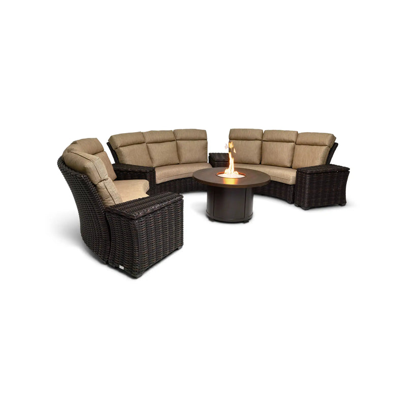 Kampala 8 Piece Mirage Latte Curved Sectional Firepit Group - The Great Escape