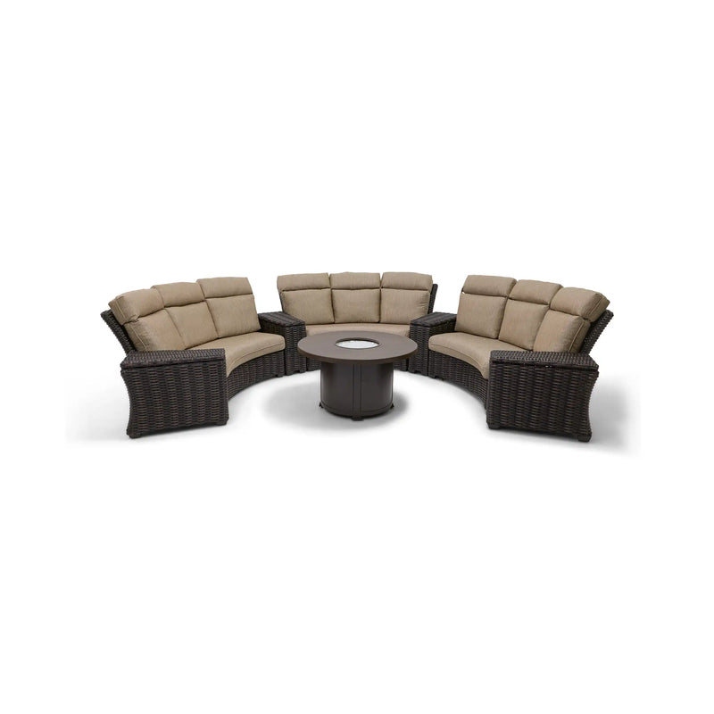 Kampala 8 Piece Mirage Latte Curved Sectional Firepit Group - The Great Escape