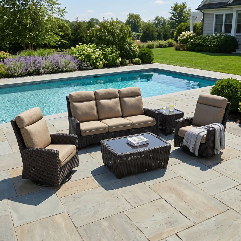 Kampala 5 Piece Mirage Latte Sofa Chat Group - The Great Escape