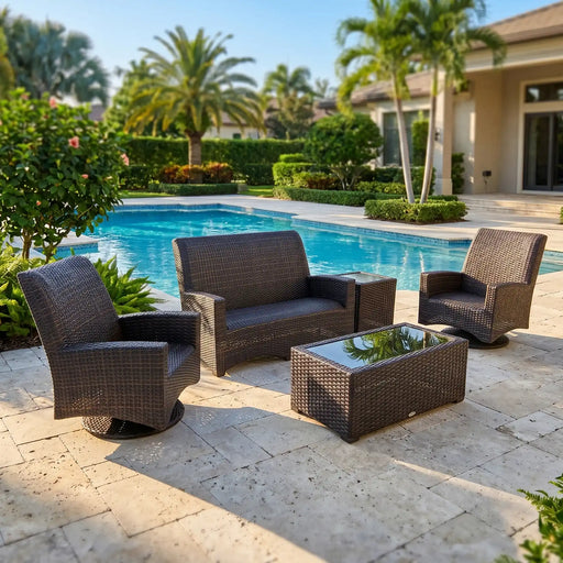 Kampala 5 Piece QDF Loveseat Chat Group - The Great Escape