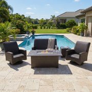 Kampala 5 Piece QDF Loveseat Firepit Chat Group - The Great Escape