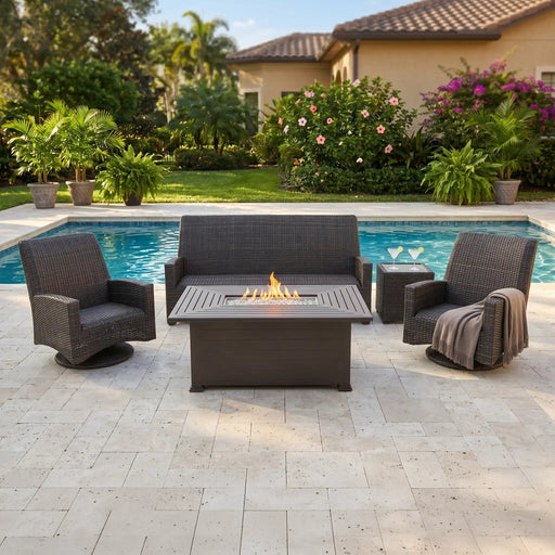 Kampala 5 Piece QDF Sofa Firepit Chat Group - The Great Escape