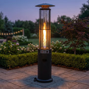 Commercial Round Glass Tube 42K BTU Patio Heater Matte Black - The Great Escape