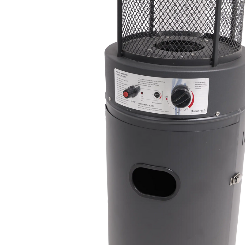 Commercial Round Glass Tube 42K BTU Patio Heater Matte Black - The Great Escape