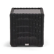 Rosario 21" Square Woven End Table W/ Glass Bayside Black - The Great Escape
