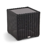 Rosario 21" Square Woven End Table W/ Glass Bayside Black - The Great Escape