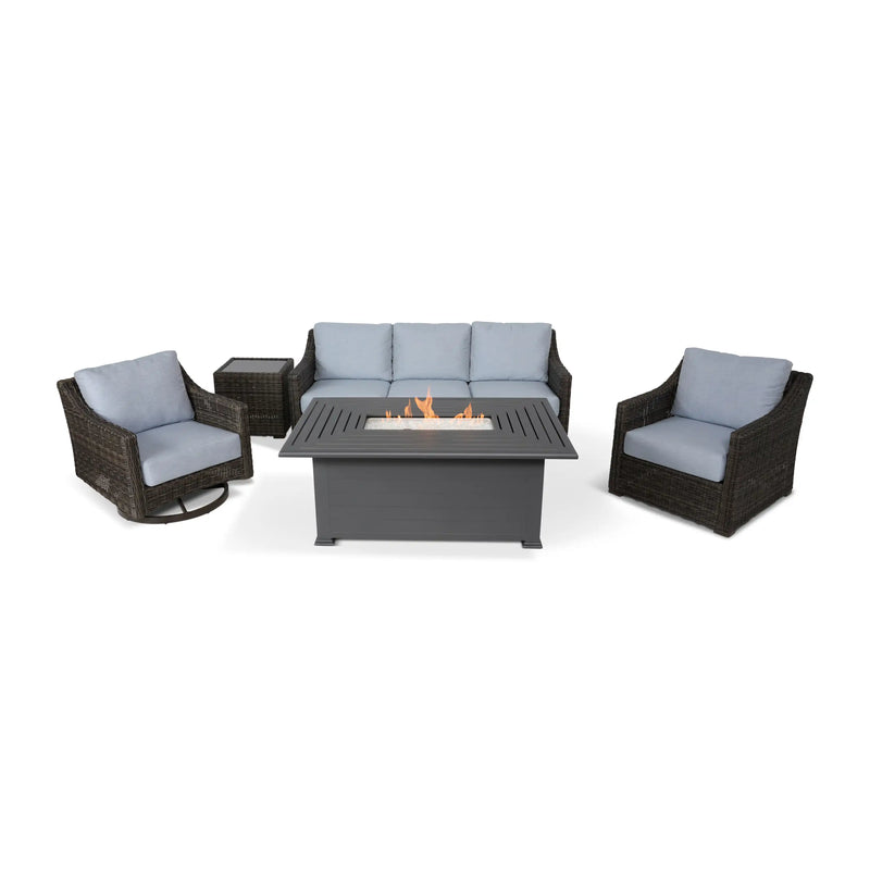 Rosario 5 Piece Grey Sofa Firepit Chat Group - The Great Escape