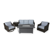 Rosario 5 Piece Grey Sofa Firepit Chat Group - The Great Escape