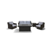Rosario Grey 5 Piece Sofa Firepit/Chat Group - Topsail Rain - The Great Escape