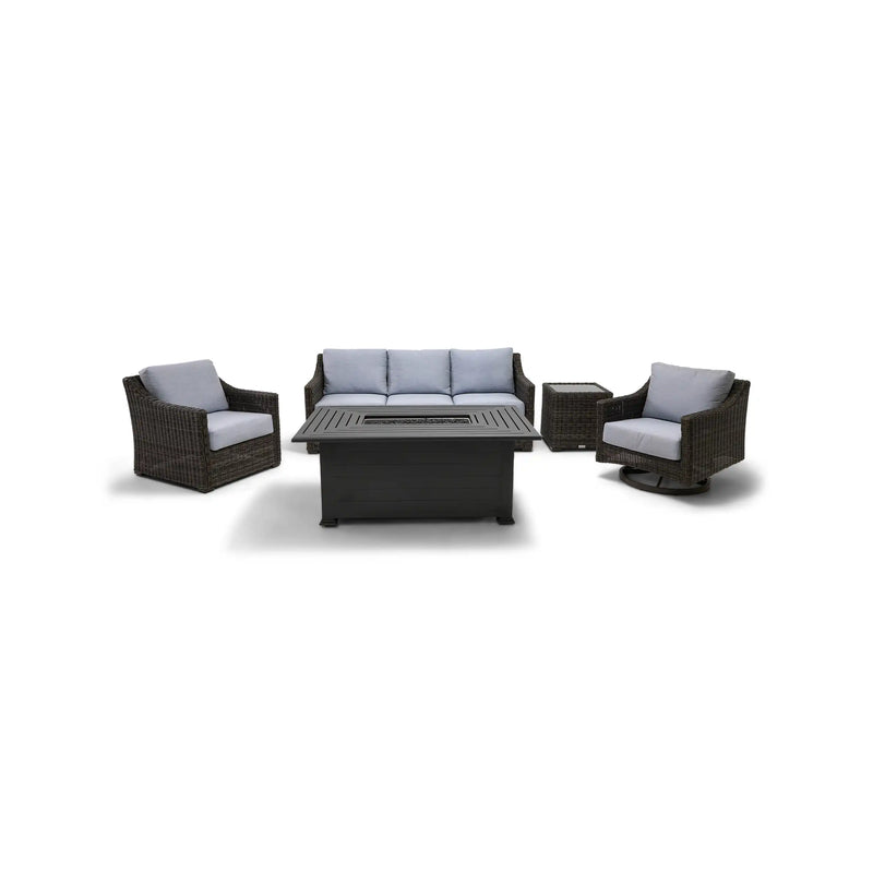 Rosario Grey 5 Piece Sofa Firepit/Chat Group - Topsail Rain - The Great Escape