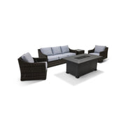 Rosario Grey 5 Piece Sofa Firepit/Chat Group - Topsail Rain - The Great Escape