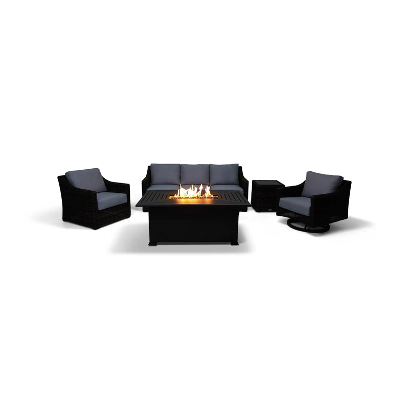 Rosario Grey 5 Piece Sofa Firepit/Chat Group - Topsail Rain - The Great Escape