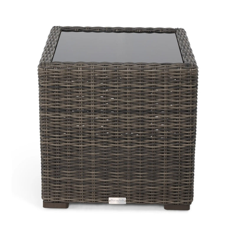 Rosario 21 Inch Square Woven End Table with Glass - The Great Escape