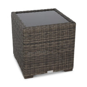 Rosario 21 Inch Square Woven End Table with Glass - The Great Escape