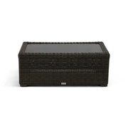 Rosario 24"x45" Rectangle Woven Coffee Table W/ Glass Bayside Black - The Great Escape