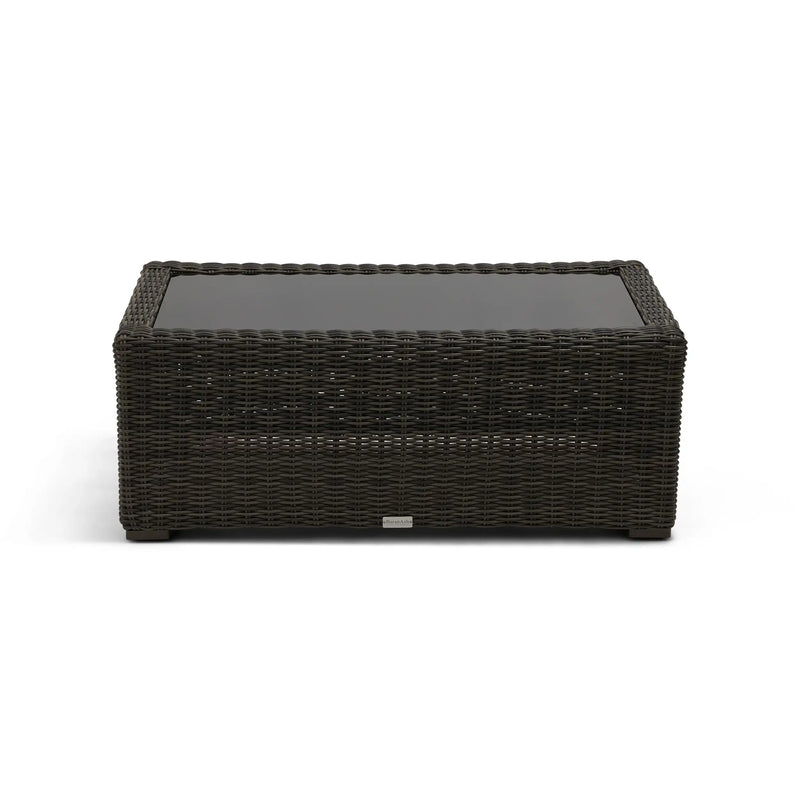 Rosario 24"x45" Rectangle Woven Coffee Table W/ Glass Bayside Black - The Great Escape