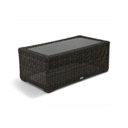 Rosario 24"x45" Rectangle Woven Coffee Table W/ Glass Bayside Black - The Great Escape