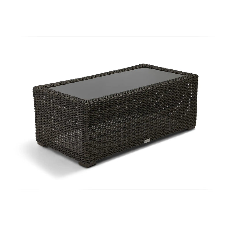 Rosario 24"x45" Rectangle Woven Coffee Table W/ Glass Bayside Black - The Great Escape