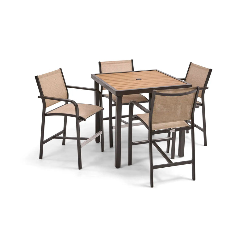 St. Kitts 5 Piece Sling Scoria Counter Height Group - The Great Escape