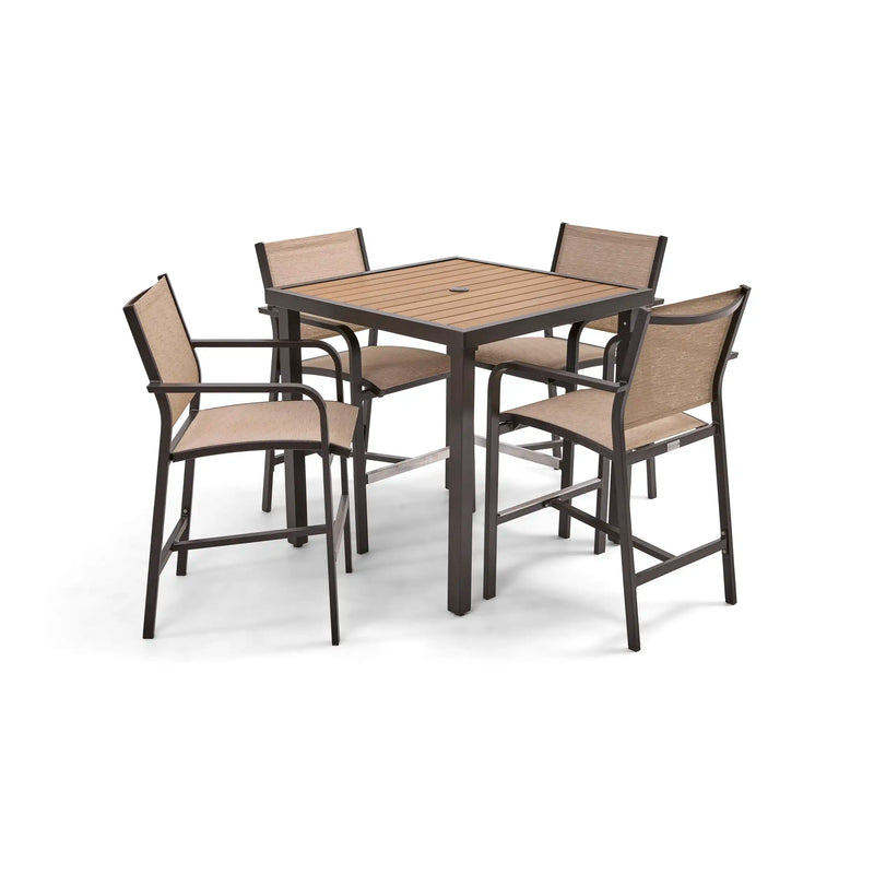 St. Kitts 5 Piece Sling Scoria Counter Height Group - The Great Escape