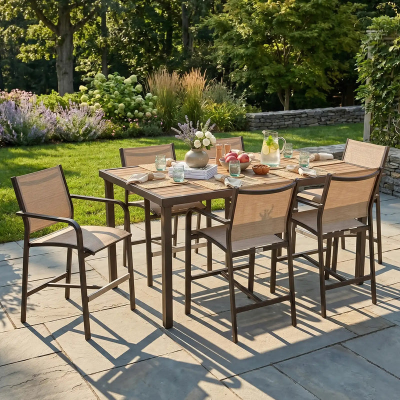 St. Kitts 7 Piece Sling Scoria Counter Height Group - The Great Escape