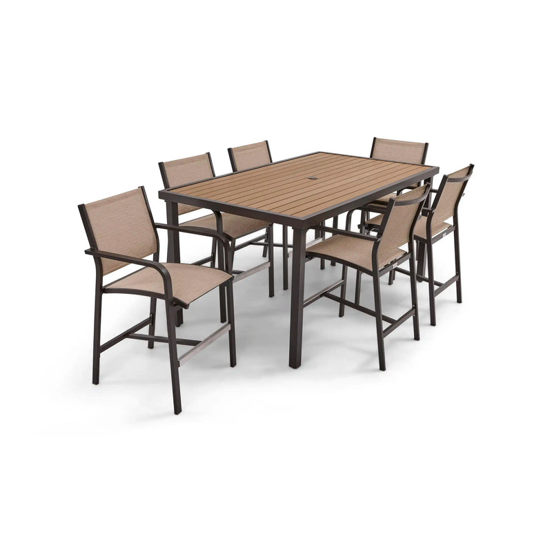 St. Kitts 7 Piece Sling Scoria Counter Height Group - The Great Escape