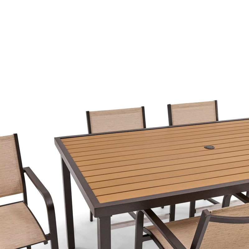 St. Kitts 7 Piece Sling Scoria Counter Height Group - The Great Escape