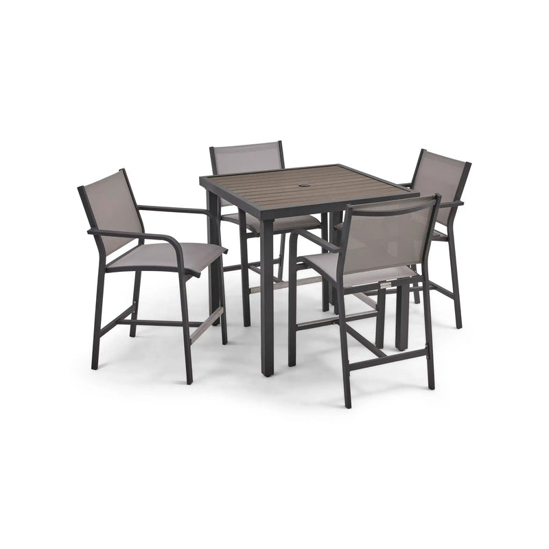 St. Kitts 5 Piece Sling Graphite Counter Height Group - The Great Escape