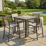 St. Kitts 5 Piece Sling Graphite Counter Height Group - The Great Escape