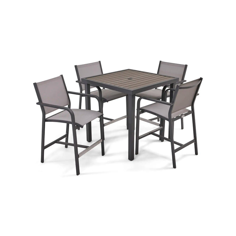 St. Kitts 5 Piece Sling Graphite Counter Height Group - The Great Escape