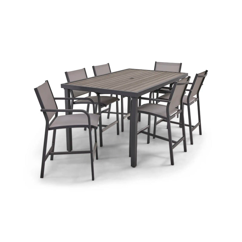 St. Kitts 7 Piece Sling Graphite Counter Height Group - The Great Escape