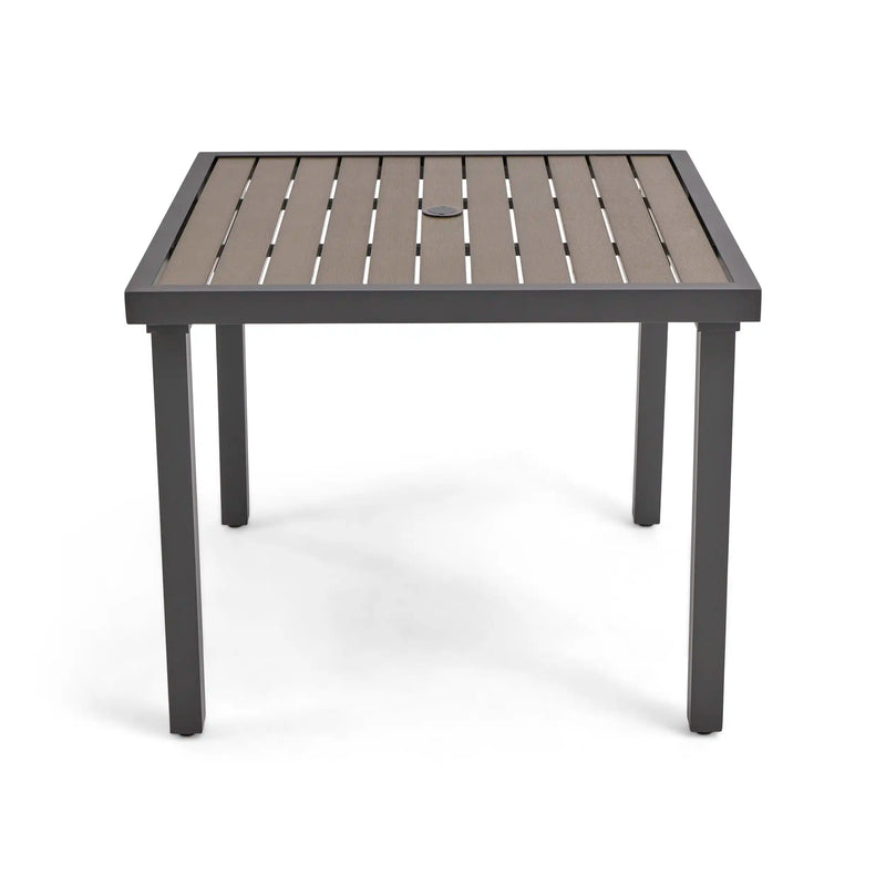 Mesa 36 Inch Square Graphite Taupe Poly Plank Dining Table - The Great Escape