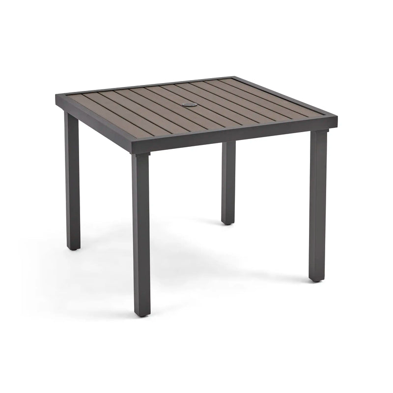 Mesa 36 Inch Square Graphite Taupe Poly Plank Dining Table - The Great Escape