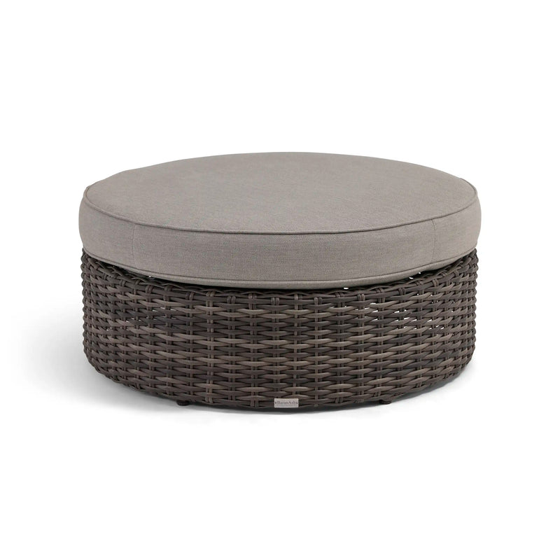 St. Kitts Grey 42" Round Cushioned Ottoman - Makar Oyster - The Great Escape