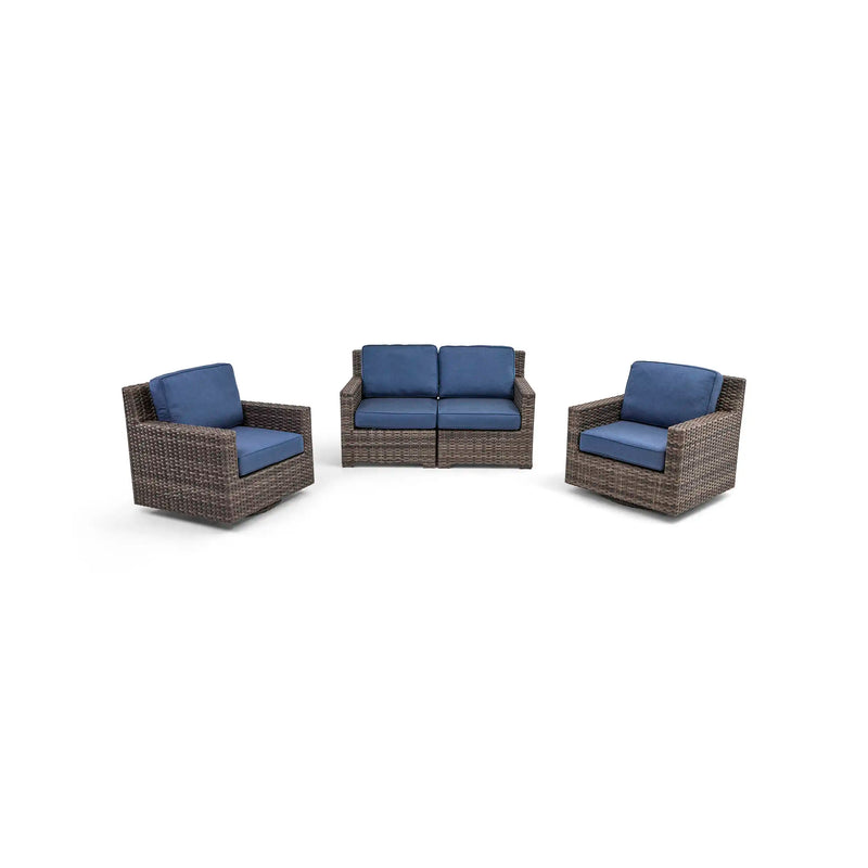 St. Kitts Grey 3 Piece Lifeguard Lapis Indigo Loveseat Group - The Great Escape