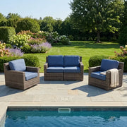 St. Kitts Grey 3 Piece Lifeguard Lapis Indigo Loveseat Group - The Great Escape