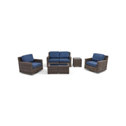 St. Kitts Grey 5 Piece Lifeguard Lapis Indigo Loveseat Chat Group - The Great Escape