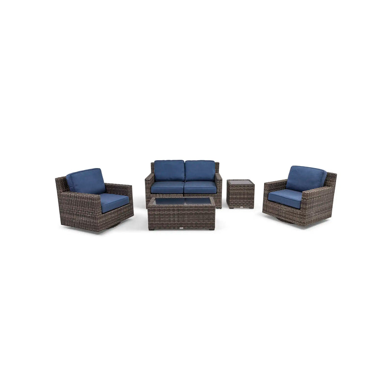 St. Kitts Grey 5 Piece Lifeguard Lapis Indigo Loveseat Chat Group - The Great Escape