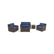 St. Kitts Grey 5 Piece Lifeguard Lapis Indigo Loveseat Chat Group - The Great Escape