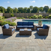 St. Kitts Grey 5 Piece Lifeguard Lapis Indigo Sofa Chat Group - The Great Escape