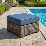 St. Kitts Grey 26" Square Cushioned Ottoman - Lifeguard Lapis Indigo - The Great Escape