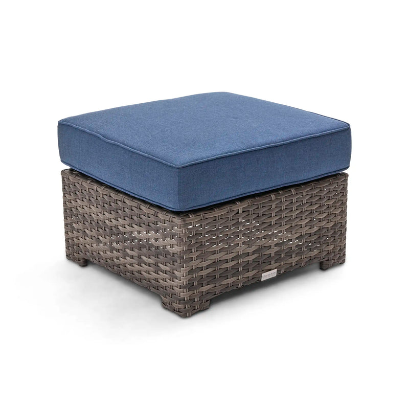 St. Kitts Grey Lifeguard Lapis Indigo 26 Inch Square Ottoman - The Great Escape