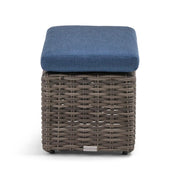 St. Kitts Grey Lifeguard Lapis Indigo Woven Cube Ottoman - The Great Escape