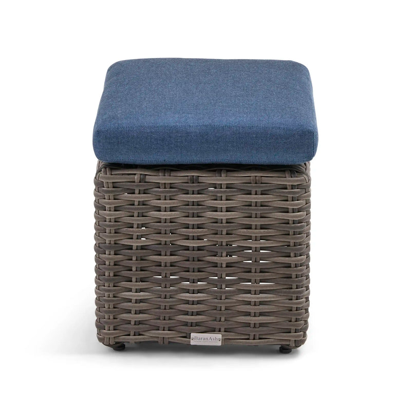 St. Kitts Grey Lifeguard Lapis Indigo Woven Cube Ottoman - The Great Escape