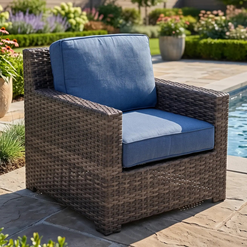 St. Kitts Grey Lifeguard Lapis Indigo Swivel Glider - The Great Escape