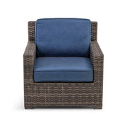 St. Kitts Grey 5 Piece Sofa Chat Group - Lifeguard Lapis Indigo - The Great Escape
