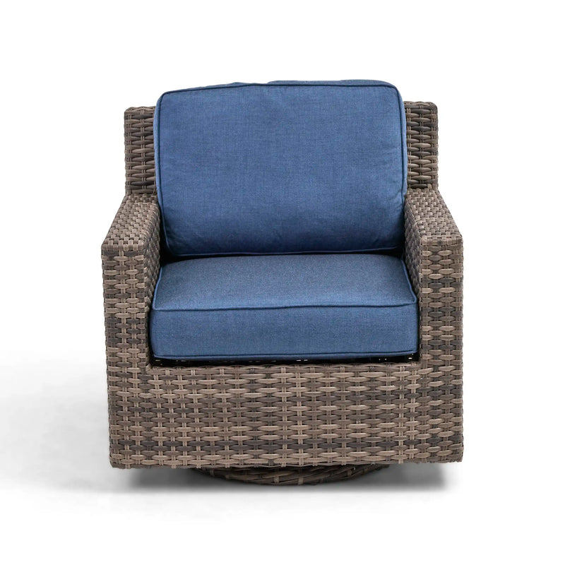 St. Kitts Grey Lifeguard Lapis Indigo Swivel Glider - The Great Escape