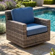 St. Kitts Grey Lifeguard Lapis Indigo Swivel Glider - The Great Escape