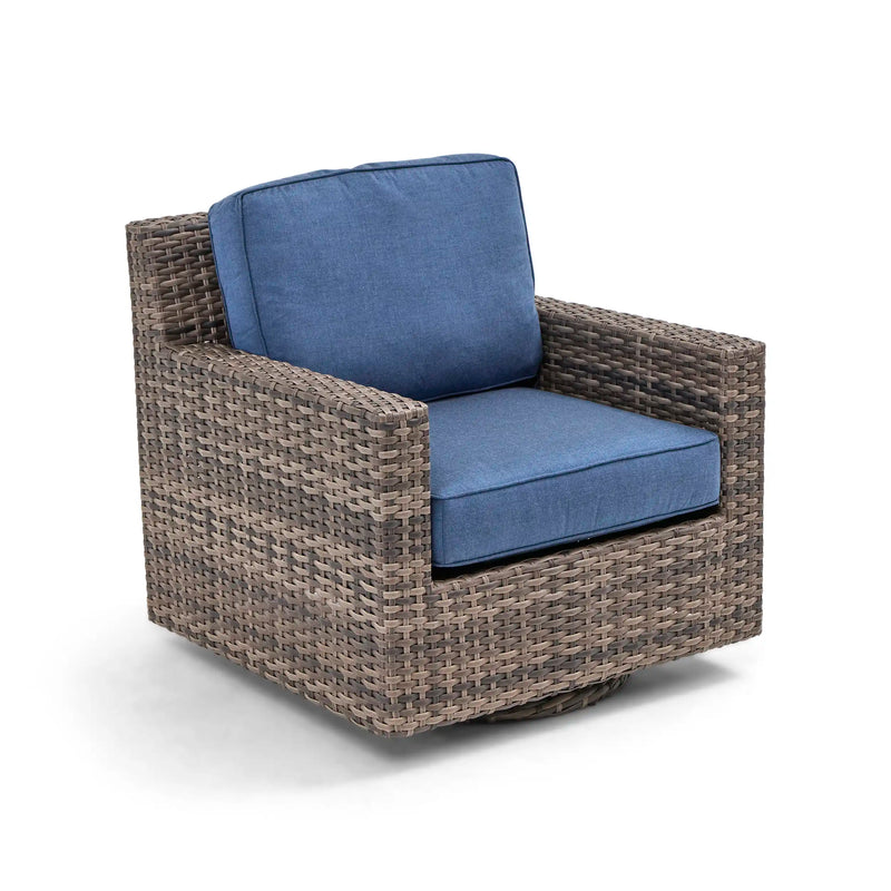 St. Kitts Grey Lifeguard Lapis Indigo Swivel Glider - The Great Escape
