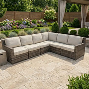 St. Kitts 6 Piece Grey Woven Sectional Group - The Great Escape